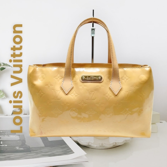 💯 LOUIS VUITTON LV Wilshire PM Beige Vernis Hand Bag - Picture 8 of 8